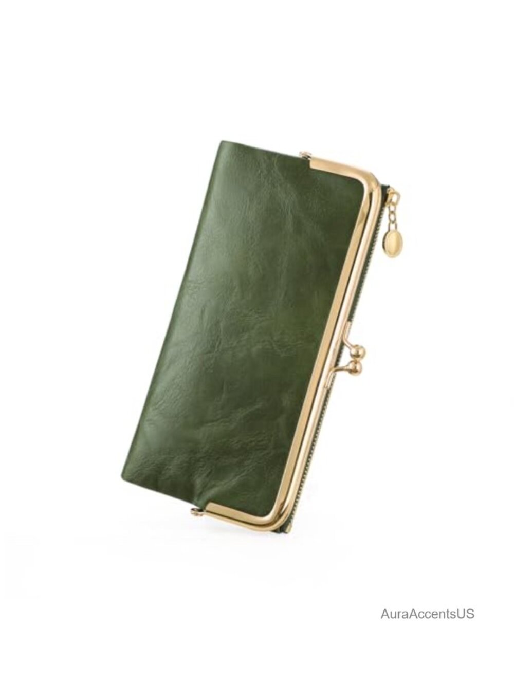 Women's Kiss Lock Bifold Wallet PU Leather Card Holder Clutch Purse